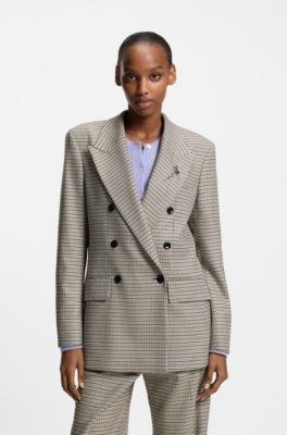 Hugo Relaxed-fit blazer with micro houndstooth