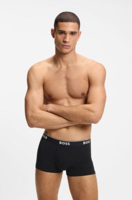 Three-pack of trunks with logo waistbands, Black / Grey