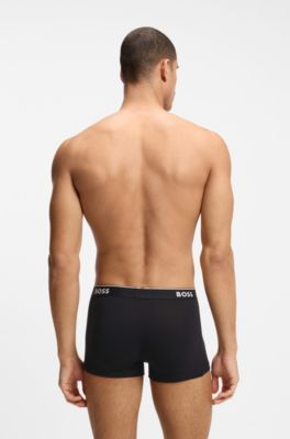 Three-pack of trunks with logo waistbands, Black / Grey