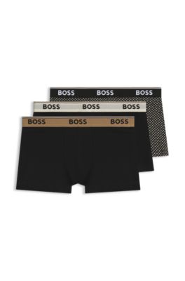 Three-pack of logo-detail trunks in stretch cotton, Black