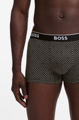 Three-pack of logo-detail trunks in stretch cotton, Black