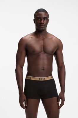 Three-pack of logo-detail trunks in stretch cotton, Black