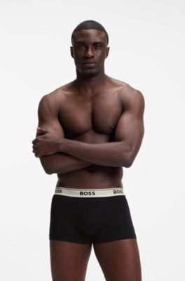 Three-pack of logo-detail trunks in stretch cotton, Black