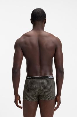Three-pack of logo-detail trunks in stretch cotton, Black