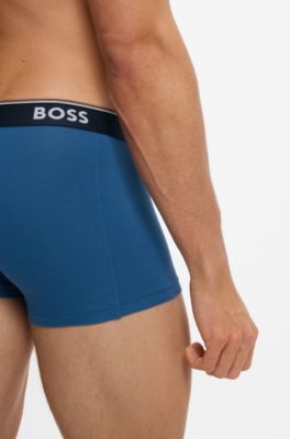 Three-pack of logo-detail trunks in stretch cotton, Blue