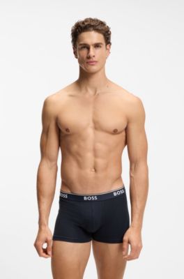 Three-pack of logo-detail trunks in stretch cotton, Blue