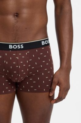 Three-pack of logo-detail trunks in stretch cotton, Brown / Black