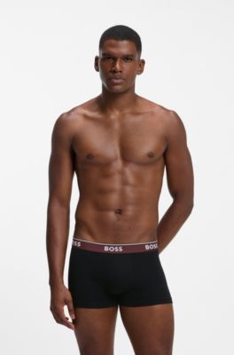 Three-pack of logo-detail trunks in stretch cotton, Brown / Black
