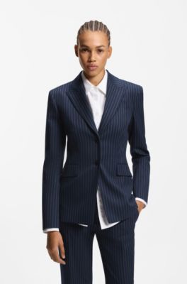 レギュラーフィットブレザー ピンストライプ, ダークブルー