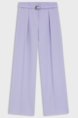 Pleat-front trousers with buckled belt, Light Purple