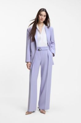 Pleat-front trousers with buckled belt, Light Purple