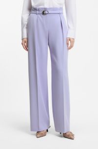Pleat-front trousers with buckled belt, Light Purple