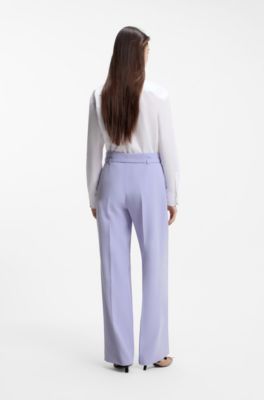 Bundfaltenhose mit G&uuml;rtel, Flieder
