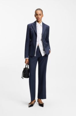 Slim-fit trousers with pinstripe, Dark Blue