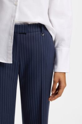 Pantaloni slim fit con motivo gessato, Blu scuro