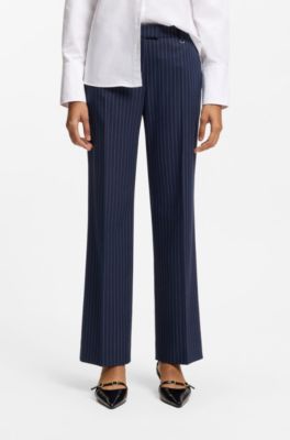 Slim-fit trousers with pinstripe, Dark Blue