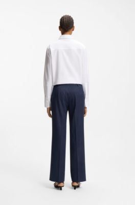 Slim-fit trousers with pinstripe, Dark Blue