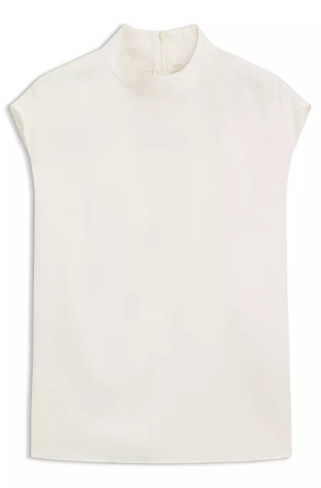 Mock-neck top in stretch silk
