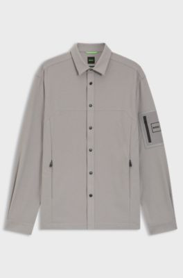 Relaxed-fit overshirt in waffle fabric, Light Grey