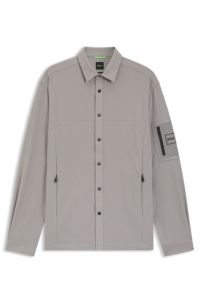 Relaxed-fit overshirt in waffle fabric, Light Grey