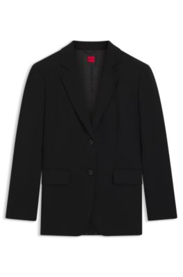 Regular-fit blazer in stretch crepe, Black