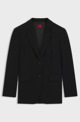 Regular-fit blazer in stretch crepe, Black