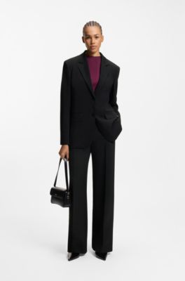 Regular-fit blazer in stretch crepe, Black