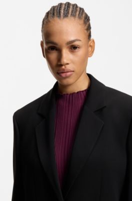 Regular-Fit Blazer aus Stretch-Cr&ecirc;pe, Schwarz