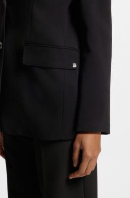 Blazer Regular en cr&ecirc;pe stretch, Noir