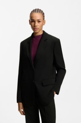 Regular-fit blazer in stretch crepe, Black