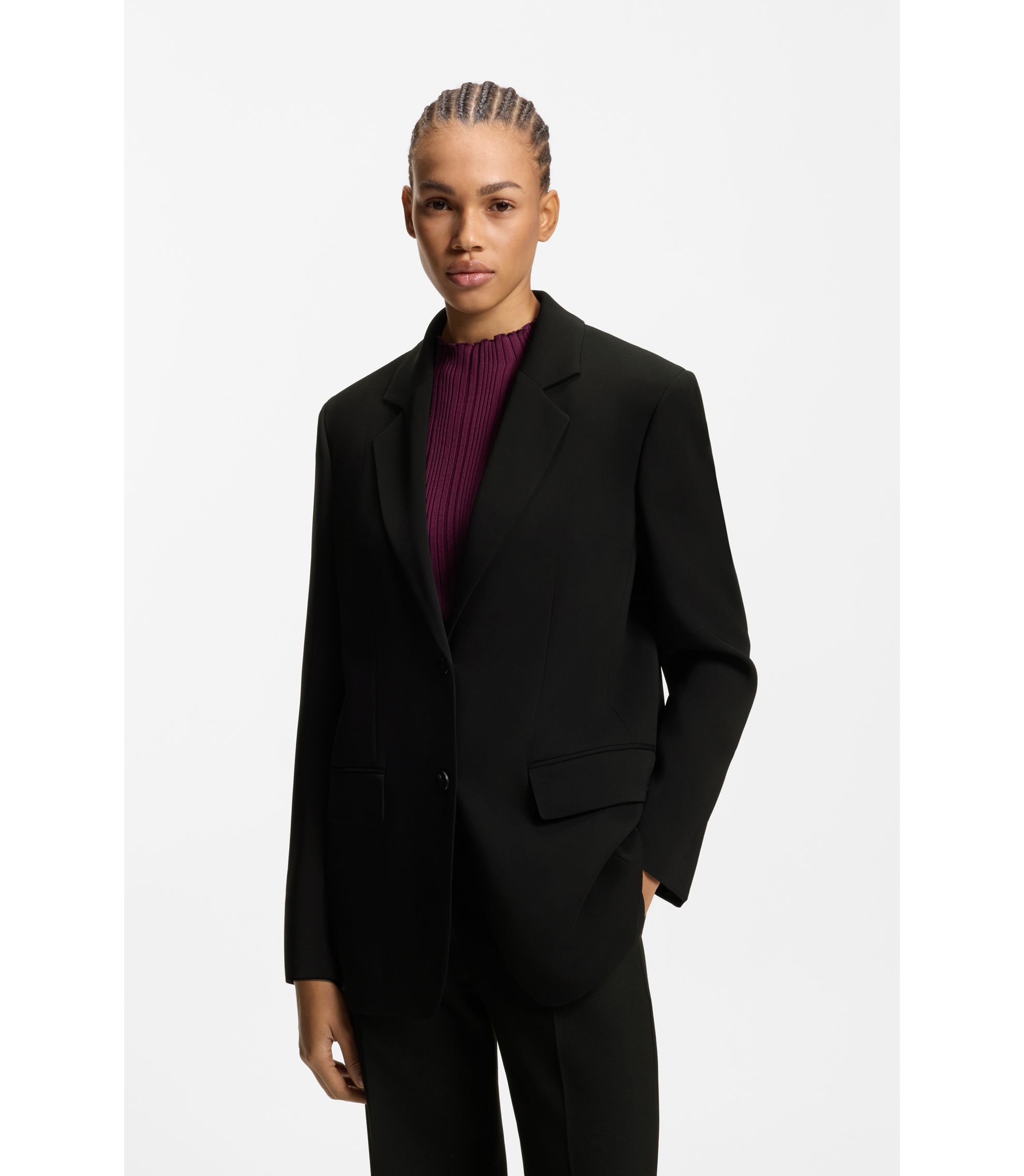 Regular-Fit Blazer aus Stretch-Crêpe