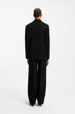 Blazer Regular en cr&ecirc;pe stretch, Noir