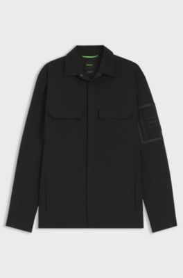 Relaxed-fit overshirt in water-repellent poplin, Black