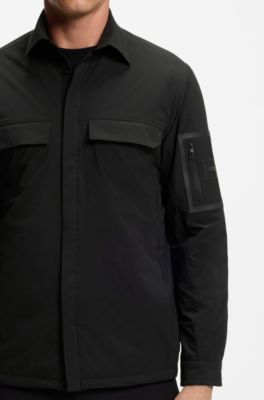 Relaxed-fit overshirt in water-repellent poplin, Black