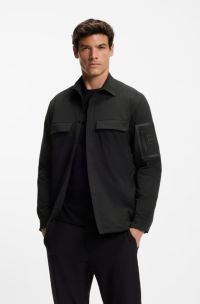 Relaxed-fit overshirt in water-repellent poplin, Black