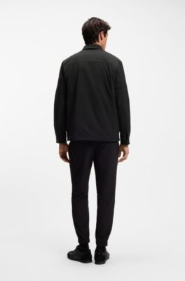 Relaxed-fit overshirt in water-repellent poplin, Black