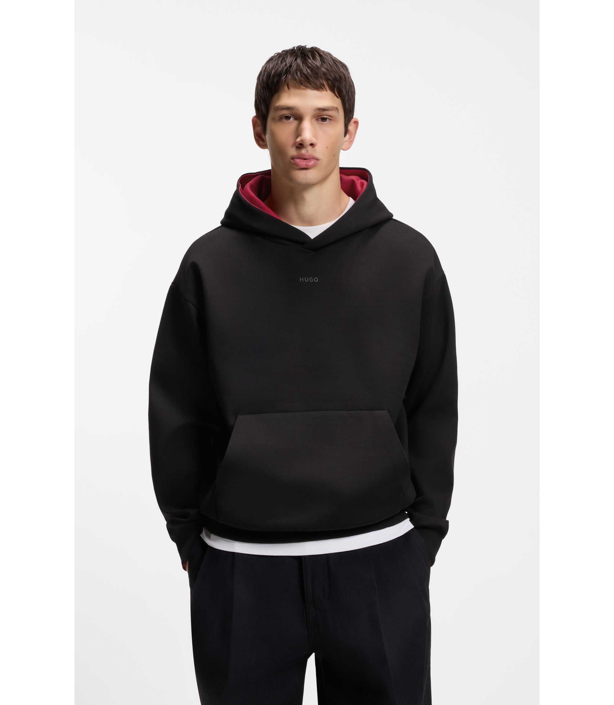 Relaxed-Fit Hoodie aus Stretch-Baumwolle mit kontrastierendem Innenfutter