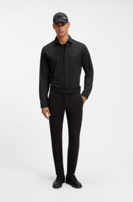 Regular-fit shirt in cotton jersey, Grey Patterned