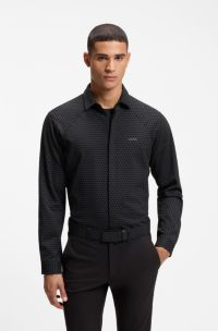 Regular-fit shirt in cotton jersey, Dark Grey