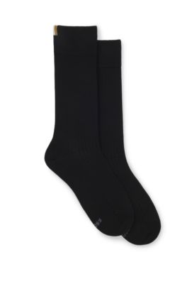 Two-pack of regular-length socks with ribbed structure, Black