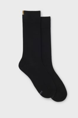 Two-pack of regular-length socks with ribbed structure, Black