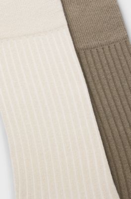 Two-pack of regular-length socks with ribbed structure, Beige