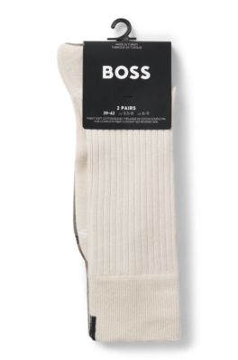 Two-pack of regular-length socks with ribbed structure, Beige
