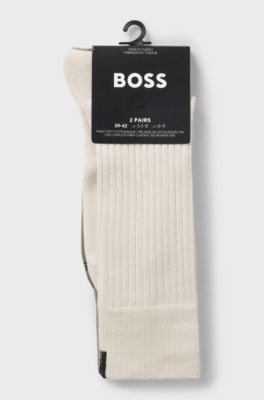 Two-pack of regular-length socks with ribbed structure, Beige