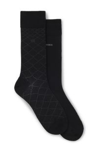 Two-pack of regular-length cotton-blend socks, Black