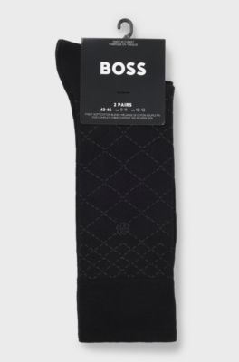 Two-pack of regular-length cotton-blend socks, Black