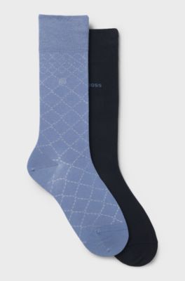 Calze ad altezza regolare in misto cotone in confezione da due, Blu