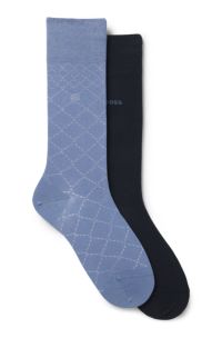 Two-pack of regular-length cotton-blend socks, Blue
