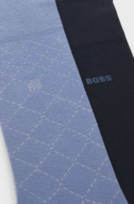 Calze ad altezza regolare in misto cotone in confezione da due, Blu