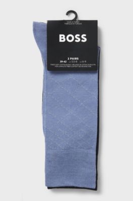 Calze ad altezza regolare in misto cotone in confezione da due, Blu